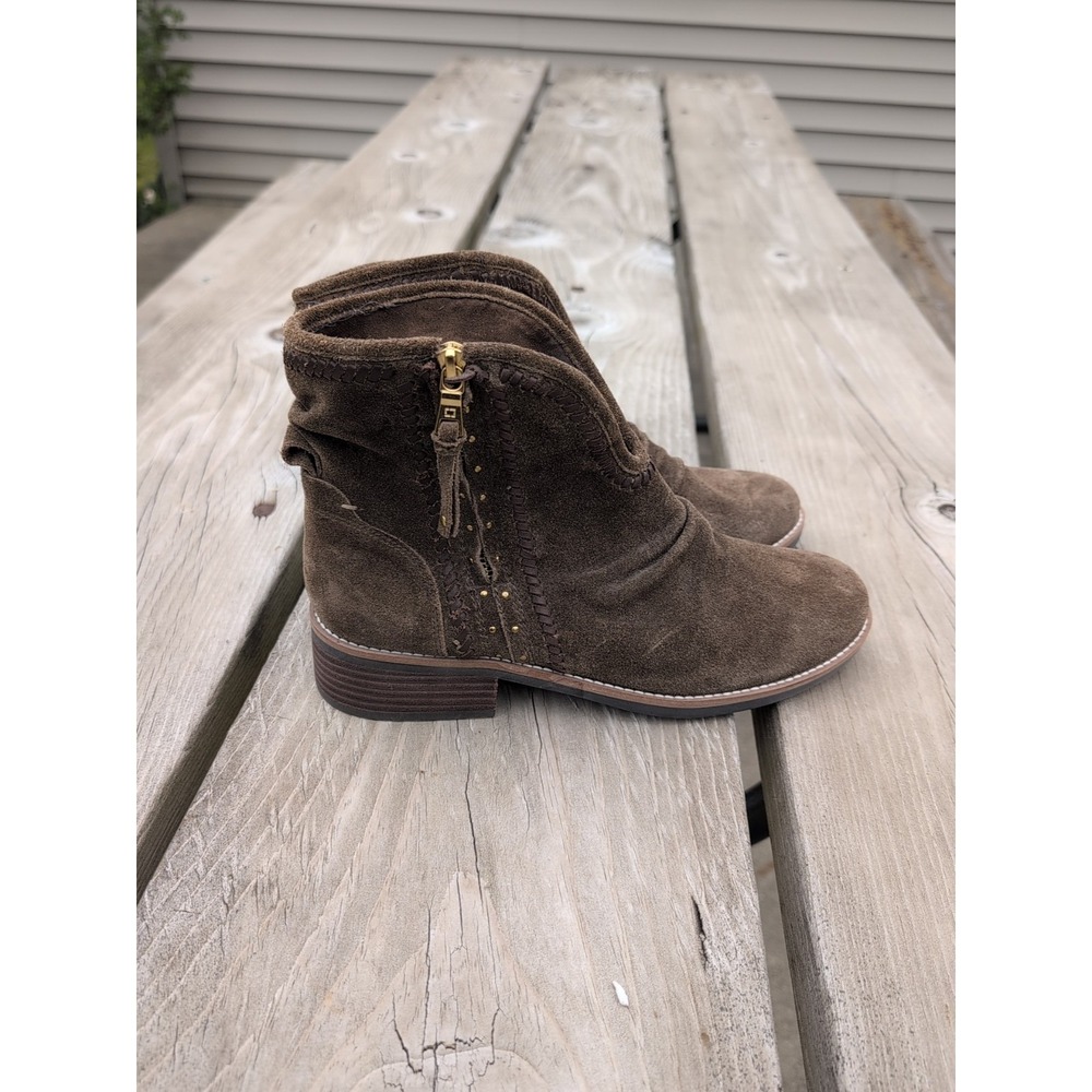 Latigo Cressa Suede Bootie Brown Leather Sz 9.5 Leather Side Zip Boots
